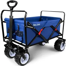 Beau Jardin 789659051600 Collapsible Folding Beach Wagon 350 Pound Foldable Cart With Big Wheels