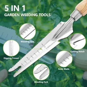 Berry&bird 783911714852 Garden Hand Weeding Trowel Stainless Steel Weeder Tool For Gardening With Wo #3