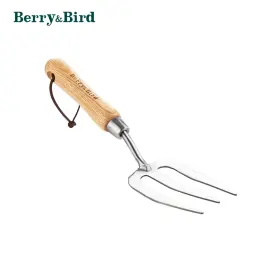 Berry&bird 975270300102 12.9in Garden Hand Fork Stainless Steel Weed With Wooden Handle
