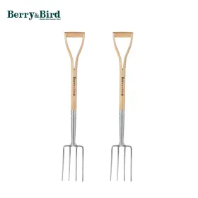 4-tine Berry&bird 975270302090 2pcs Gardening Digging Fork 43.9 Inch Stainless Steel Pitchfork