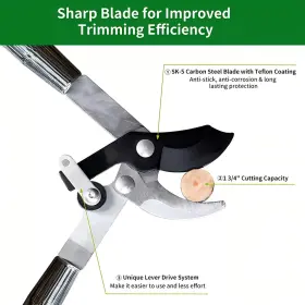 Berry&bird 975270305084 Garden Loppers Heavy 30ftftduty Bypass Long Handle Tree Trimmer #3