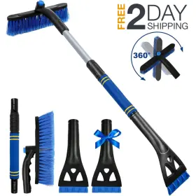 Hw02826 Bfons 2 In 1 Snow Removal Scraper Tool 360 Brush For Car Truck Windshield Clearance