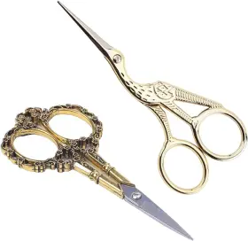 Bihrtc-11021203 Bihrtc Gold Vintage Plum Blossom Scissors And Classic Crane 4.5inch