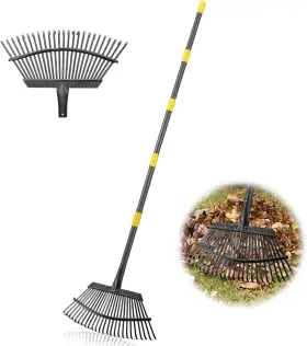 Bird Twig 313116622609 Garden Rake - Large Leaves Rakes For Gardening 25 Metal Tines 18 Inch Wide 78 L