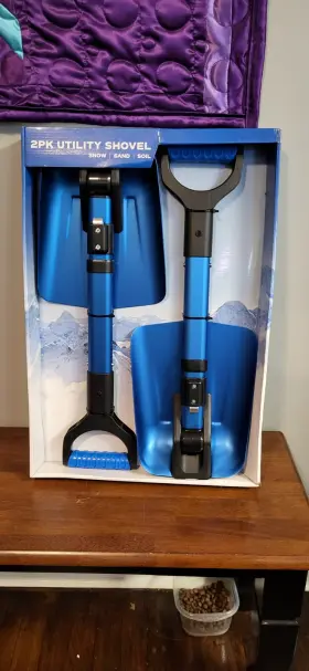Birdrock 810004148055 Extendable Emergency Shovels 2 Pk Blue Utility Aluminum Rubber Handle