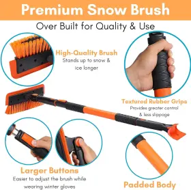 10021-7015e-10023-11122  Birdrock Home 60 Inch Extendable Car Snow Brush And Ice Scraper Lightweight