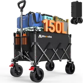 150l Blomoba 445049366329 Collapsible Wagon Cart Heavy Duty Foldable Beach With Wider Wheel