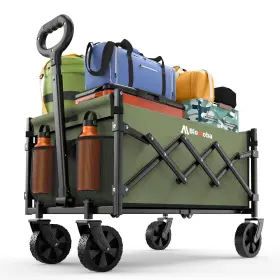 Blomoba 723314246246 Collapsible Wagon Cart Foldable Heavy Duty Utility With Wheels 220lbs Green