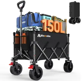 P860013203917 Blomoba Collapsible Wagon Cart 150l Heavy Duty Foldable Beach With Wider Wheel
