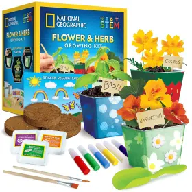 Blue Marble 810070622343 National Geographic Flower And Herb Gardening Kit For Kids - Set With