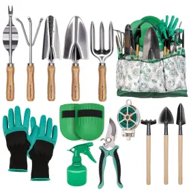 Bluemars 065011442022 Gardening Hand Tool Kit 14pcs Heavy Duty Stainless Steel Garden Set With