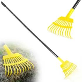 Glr-001-11 Blumetrec Garden Leaf Rake 8.7 Inch Wide Metal With 11 Teeth 59 Adjustable Long Handle Heavy