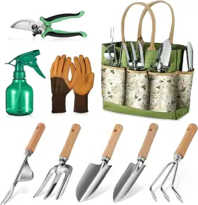 Bn-link 313050849865 Heavy Duty Gardening Hand Tool Set With Fashion Organizer 9-piece