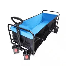 Boosicavelly 313038248215 9.78 Cu. Ft. Steel Blue Black Big Folding Cart Extra-long Extender Wagon Garden