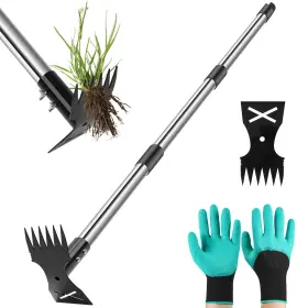 0203 Bqmezrnus Weed Puller Tool With Long Handle - 44 Inch Heavy Duty Manual Black
