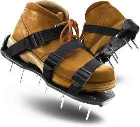 Cdx2101b Brand Lastools Lawn Aerator Shoes With Adjustable Strap And Heavy Duty Spikes For Black