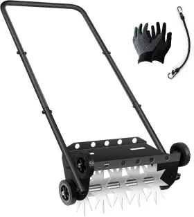 Yhp145 Brand Yaheeda 18-inch Push Lawn Aerator With 4 Wheels Spike Heavy Duty