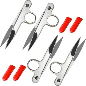 0994-4p419 Brand Yuqutum 4 Pcs Thread Snips For Sewing Scissors With Protective Rubber Silver