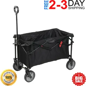562656 Branded Heavy Duty Collapsible Folding Wagon Cart Outdoor Utility Camping Garden Wheels
