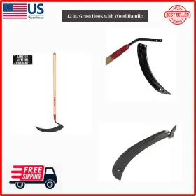 62220 Branded Razor-back 12 Inch Grass Hook With Wood Handle