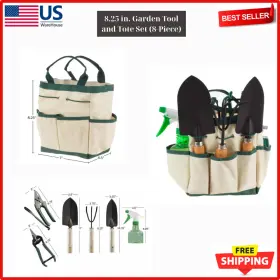 75-08002 Branded 8.25 Inch Garden Tool And Tote Set 8-piece