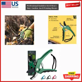 Mgshearan27 Branded Professional Stainless Steel Heavy-duty Red Garden Anvil Pruning Shears Green