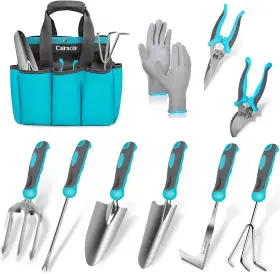 Branded01 445013837855 Carsolt 10-piece Heavy Duty Stainless Steel Garden Tool Set With Ergonomic Handl
