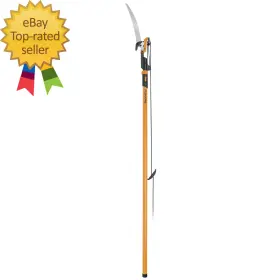 Brands Inc 744759237002 7ft-14ft Extendable Pole Saw And Pruner Garden Tool With Power-lever