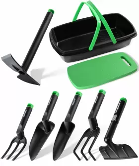 Brewin Tools 634413928936 Garden Tool Set With Multi Purpose Basket Kneeler Trowel Transplanter Fork