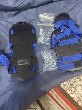 11.2404 Brillanwerk Spiked Lawn Aerator Shoes Black Blue Adjustable Straps
