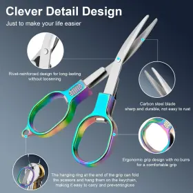2fsc Bsadiy 2 Pcs Folding Scissors Stainless Steel Portable Mini Travel Colored #2
