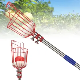 Bsbsbest 445030048081 Fruit Picker Pole With Basket Telescoping Tool Long