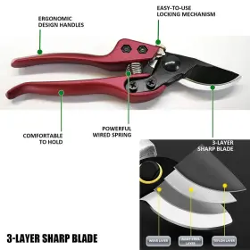 Bugui 823717632131 Professional Pruning Shears Garden - 8 Inch Premium Steel Bypass Gardening #2