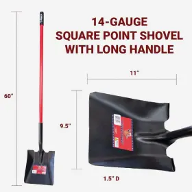 62525 Bully Tools 50 Inch Fiberglass Handle Square Point Shovel #2