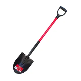 82510 Bully Tools 14-gauge Round Point Shovel - Handle Fiberglass Grip D-grip Back Closed