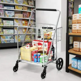 Zy1k0104 Bunpeony Silver Heavy Duty Folding Kitchen Utility Cart