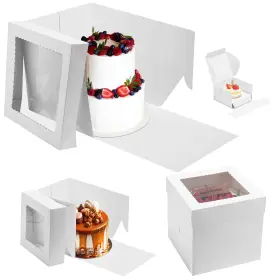 Burrneri 197644169450 16pcs Cake Boxes With Window 4 Sizes 12x12x12 10x10x10 8x8x8 2.5