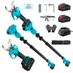 Bj602 Buyjoy 2-in-1 Pole Pruning Shears 1.6 Inch Cutting Diameter Cordless Electric Blue