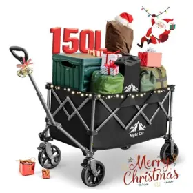 Lyc-01-blk Buythem Collapsible Wagon For Camping 150l Garden Gart With Wheels Heavy Duty