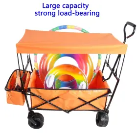 Cadeninc 774848536143 Outdoor Steel Folding Large Capacity Garden Cart Patio Wagon Black #3