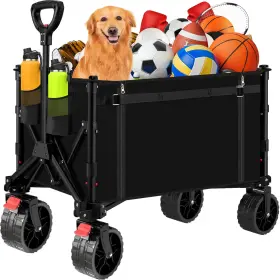 Camkey 313033565553 Heavy Duty Collapsible Small Folding Wagon Cart Beach Utility Grocery Camping