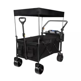 Cenadinz 313092284266 4.5 Cu. Ft. Steel Garden Cart Collapsible Wagon With Removable Canopy In Black