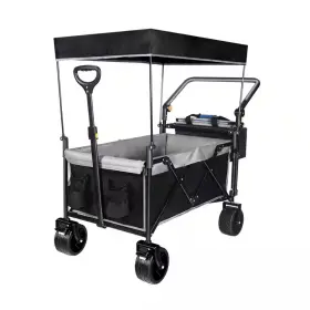 Cenadinz 445043191125 4.5 Cu. Ft. Steel Garden Cart Collapsible Wagon With Removable Canopy In Black G