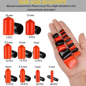Cestame 780626418754 300 Pieces Rubber End Caps Vinyl Black And Red Screw #2