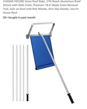 B0chydl3nd Change Moore Snow Roof Rake 21 Ft Reach Aluminium Shovel With Slide Cloth