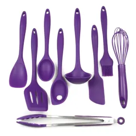 42085 Chef Craft Premium Silicone Kitchen Tool And Utensil Set 9 Piece Purple
