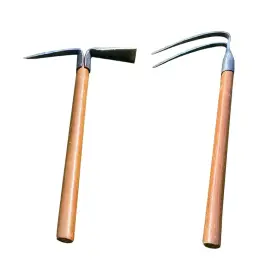 Chenghao 954820499985 2pcs 19.6 Inches Garden Pick 2 Prong Hand Hoe Tool Set With Wood