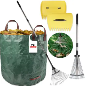 Rb-gh-shuyepataozhuang3pc Chezmax Leaf Collector Garden Rake Set - Adjustable 18 Tines Rakes And Picker