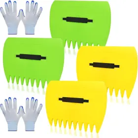 Chicarry 744110513318 2 Sets Leaf Scoops Hand Rakes And Claws With Pairs Gloves Lightw