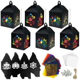 B0fnnckls2 Cinrobiye 16 Sets Diwali Craft Kits Diy Tissue Paper Lanterns Suncatchers